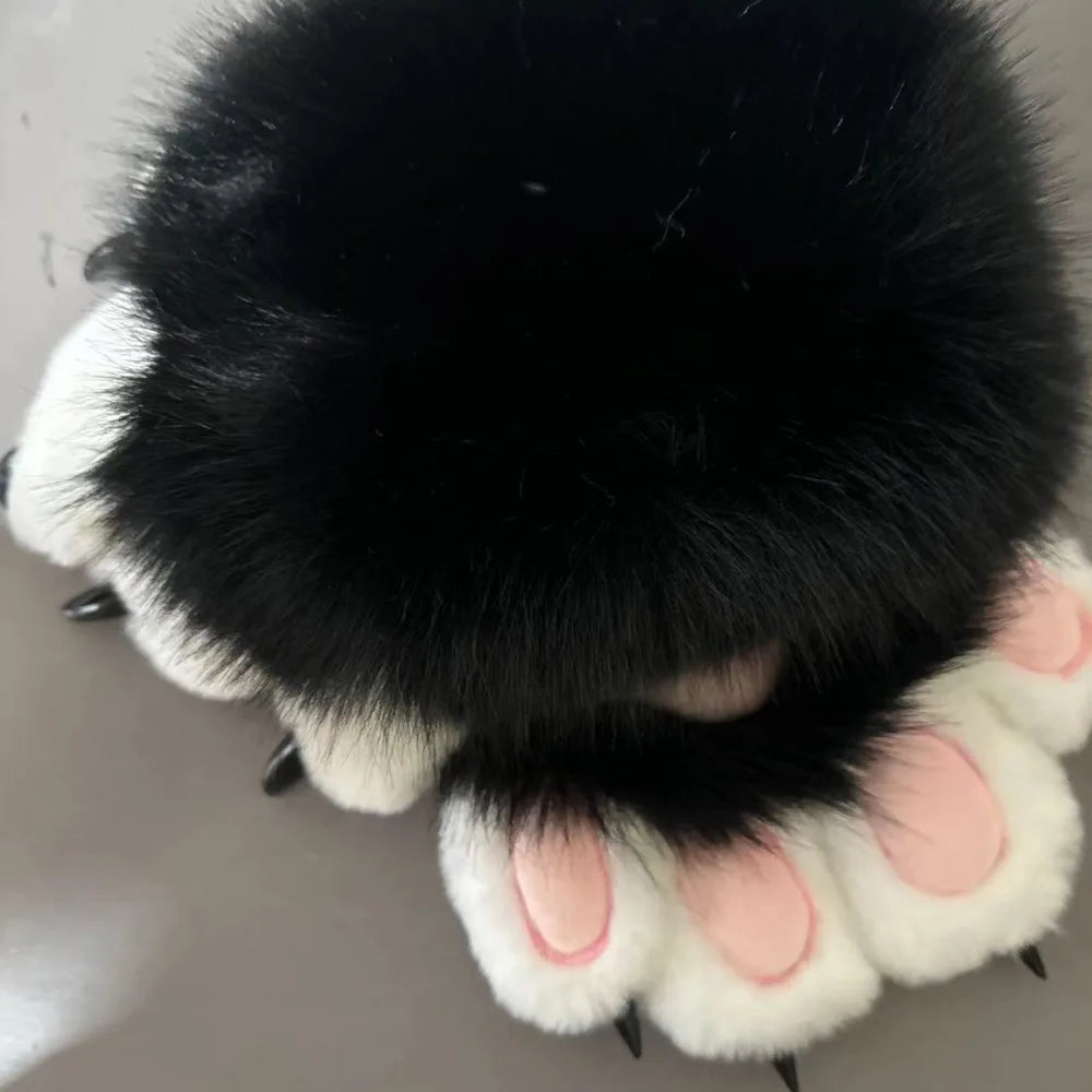 Multicolored Faux Fur Beast Paws - Soft Cosplay Gloves
