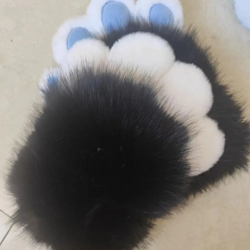 Multicolored Faux Fur Beast Paws - Soft Cosplay Gloves