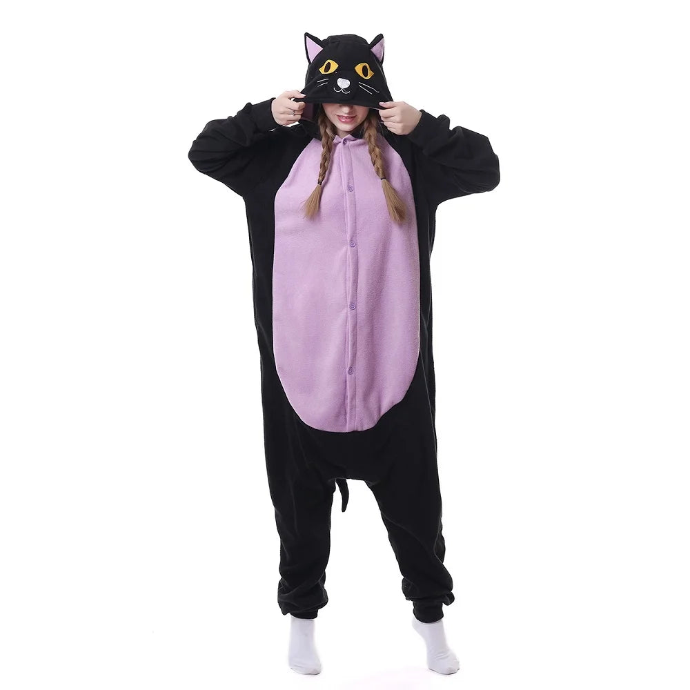 Midnight Black Cat Kigurumi - Cozy Party Onesie