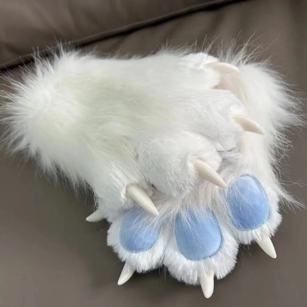 Multicolored Faux Fur Beast Paws - Soft Cosplay Gloves