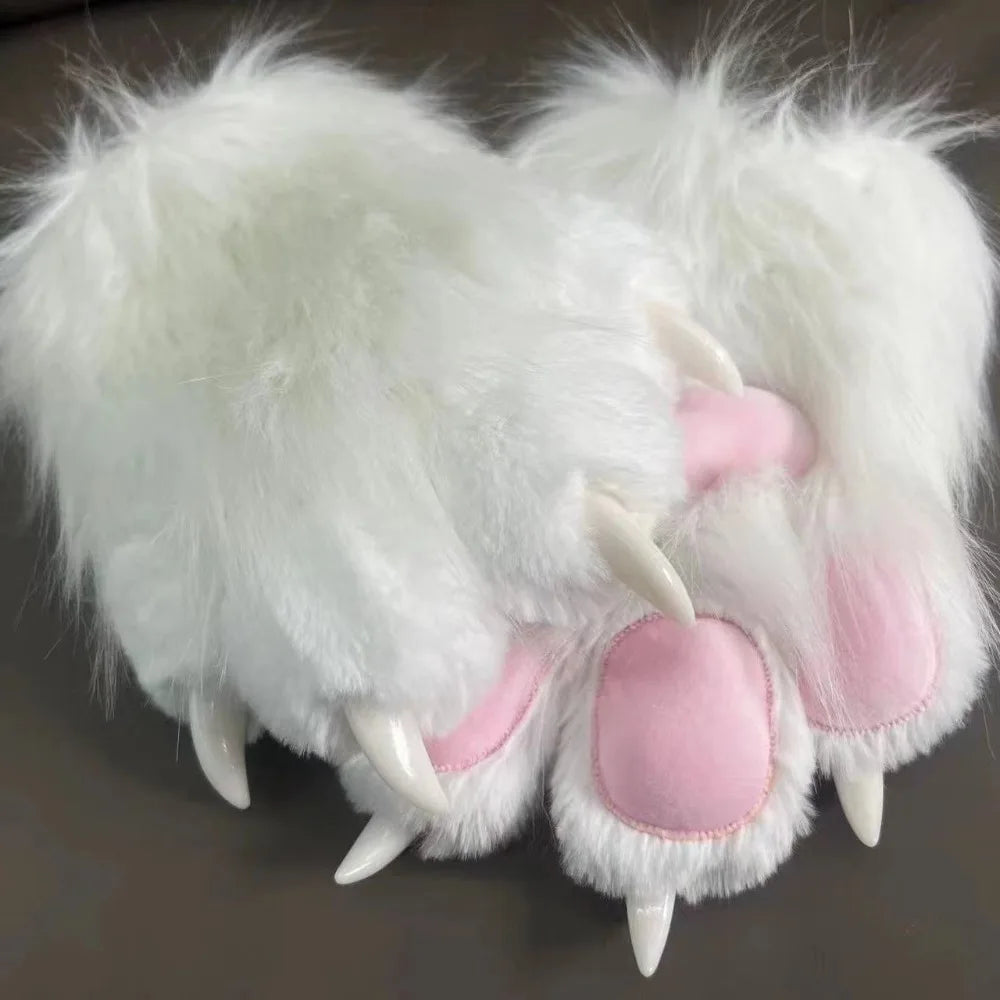 Multicolored Faux Fur Beast Paws - Soft Cosplay Gloves
