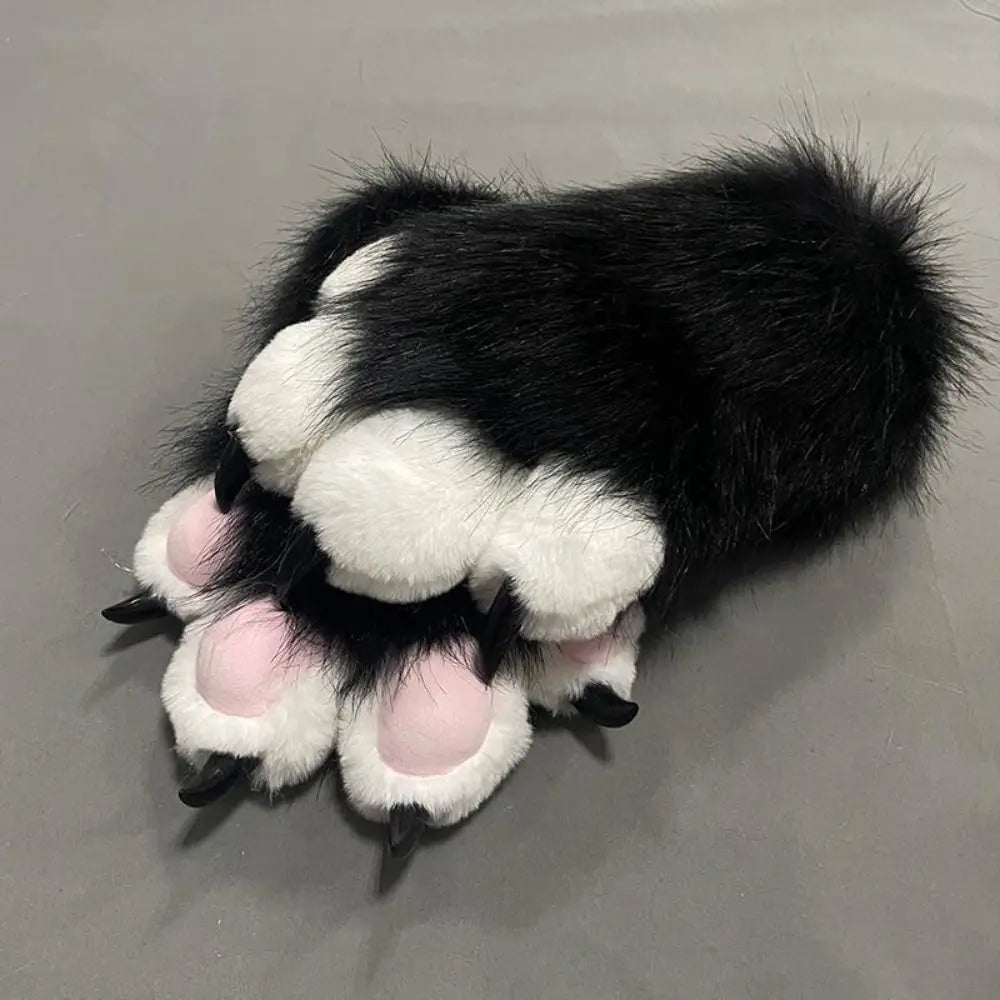 Multicolored Faux Fur Beast Paws - Soft Cosplay Gloves