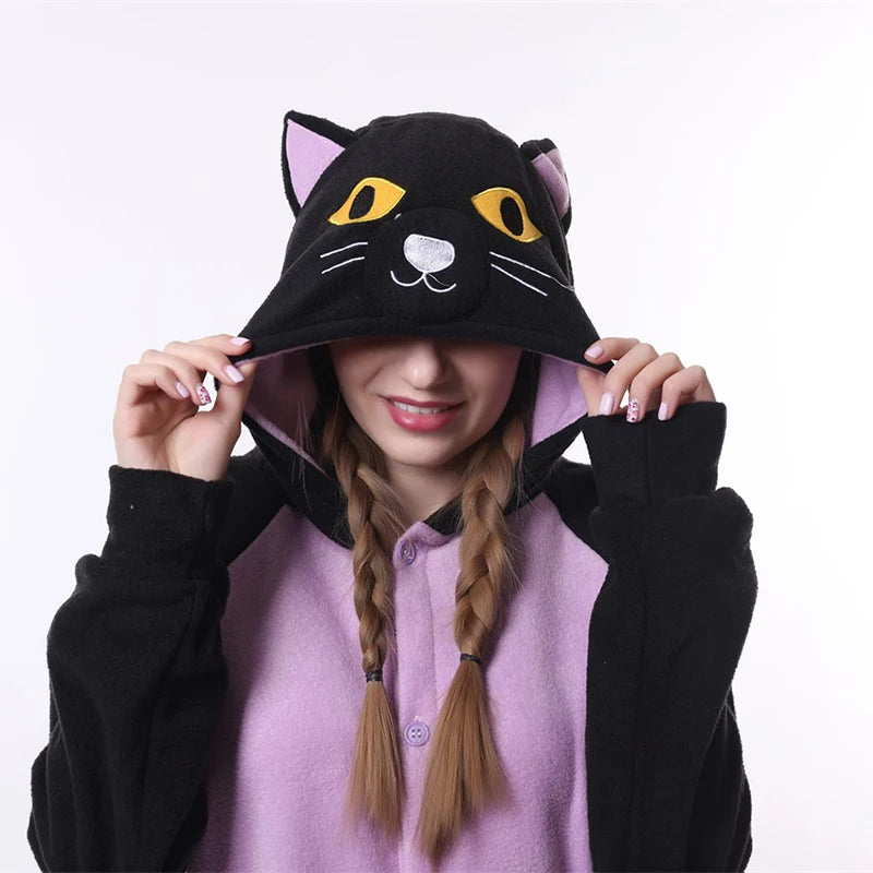 Midnight Black Cat Kigurumi - Cozy Party Onesie
