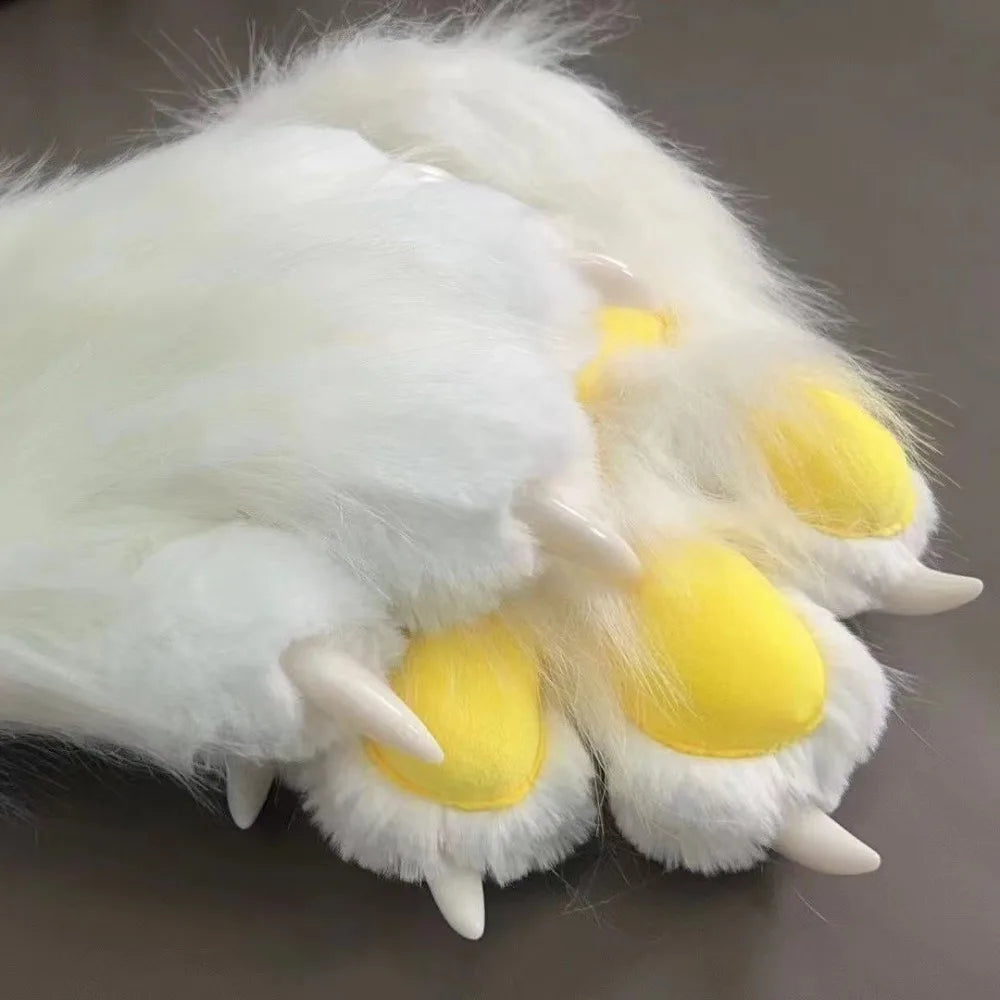 Multicolored Faux Fur Beast Paws - Soft Cosplay Gloves