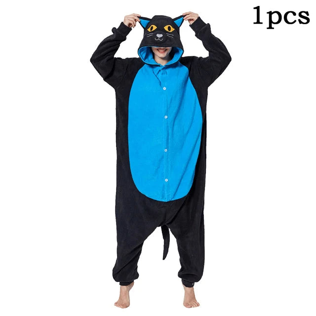Midnight Black Cat Kigurumi - Cozy Party Onesie