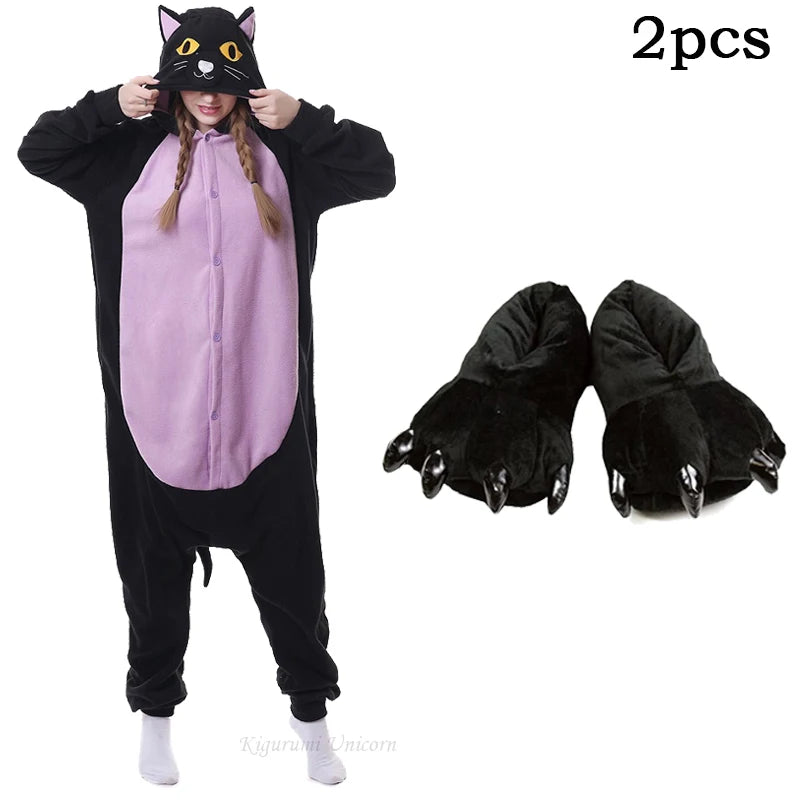 Midnight Black Cat Kigurumi - Cozy Party Onesie