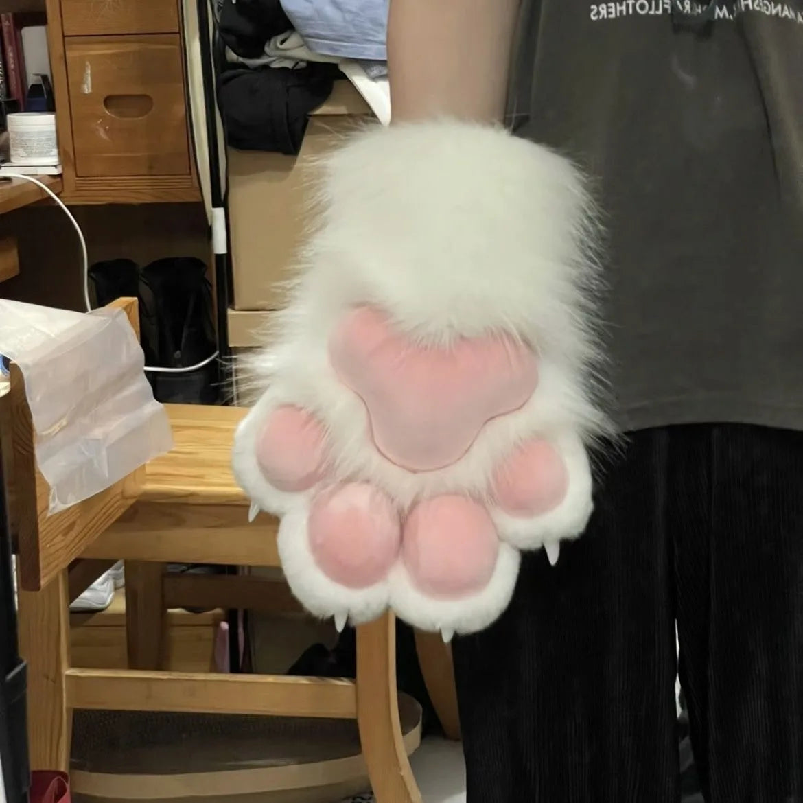 Ultra-Fluffy Fursuit Paw Gloves - Cosplay Beast Hands