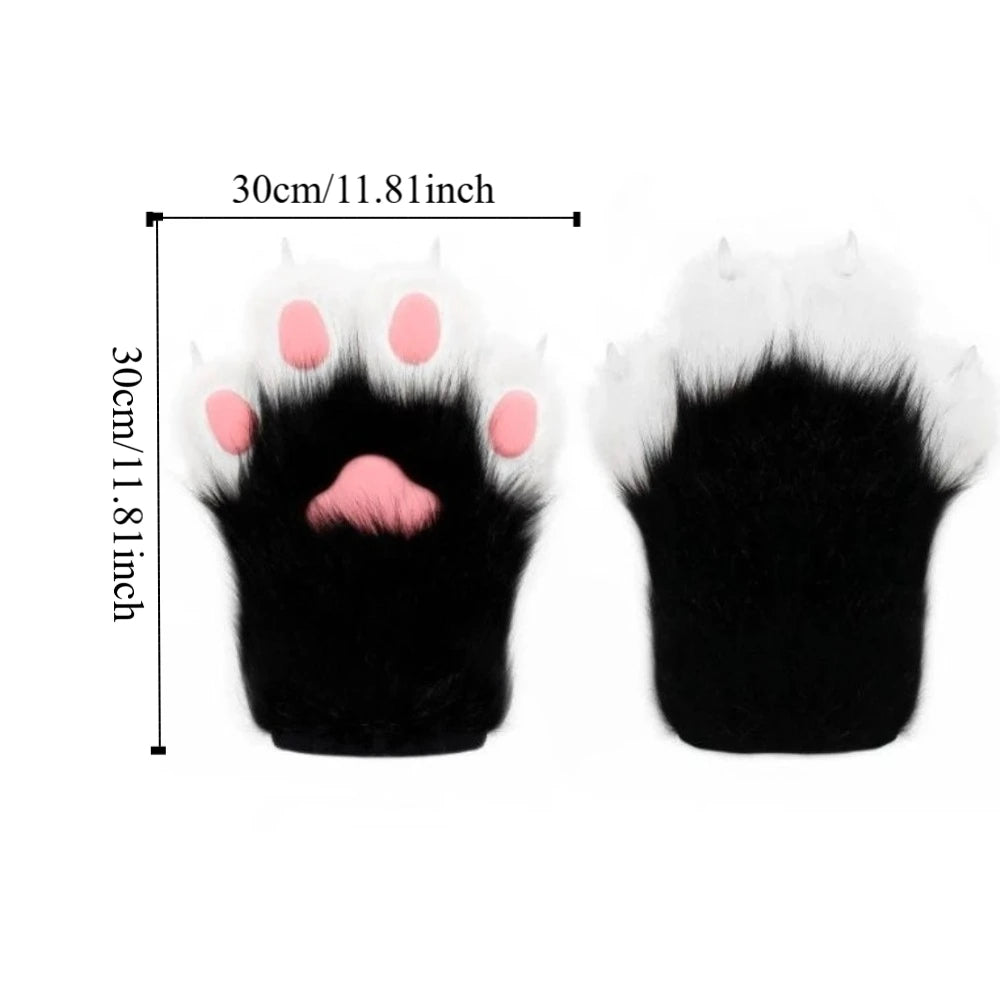 Multicolored Faux Fur Beast Paws - Soft Cosplay Gloves