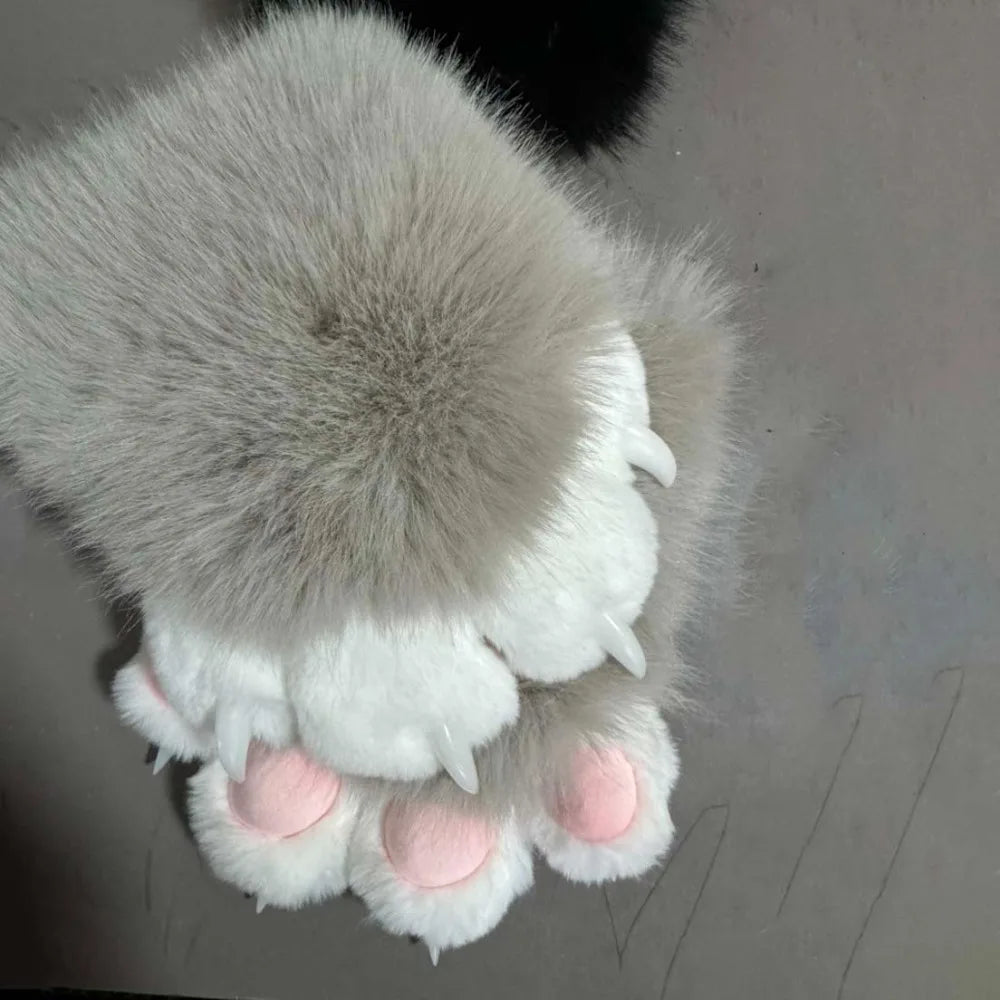 Multicolored Faux Fur Beast Paws - Soft Cosplay Gloves